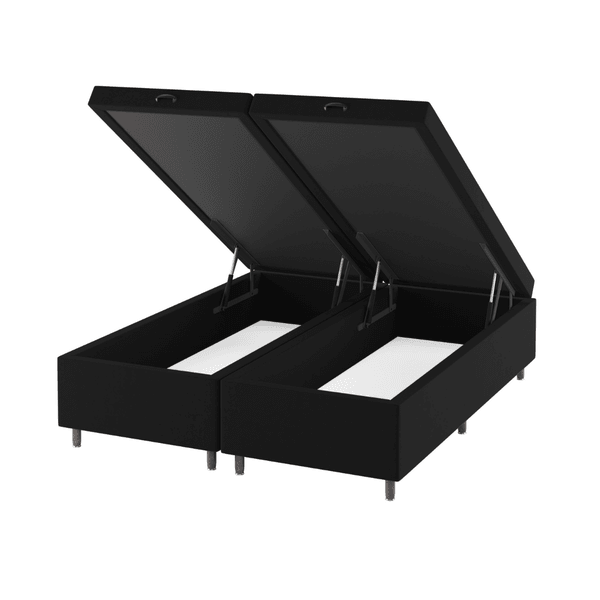 Base Box Bau Queen Size Cairo (43x158x198cm) Preto - Casa Giulia
