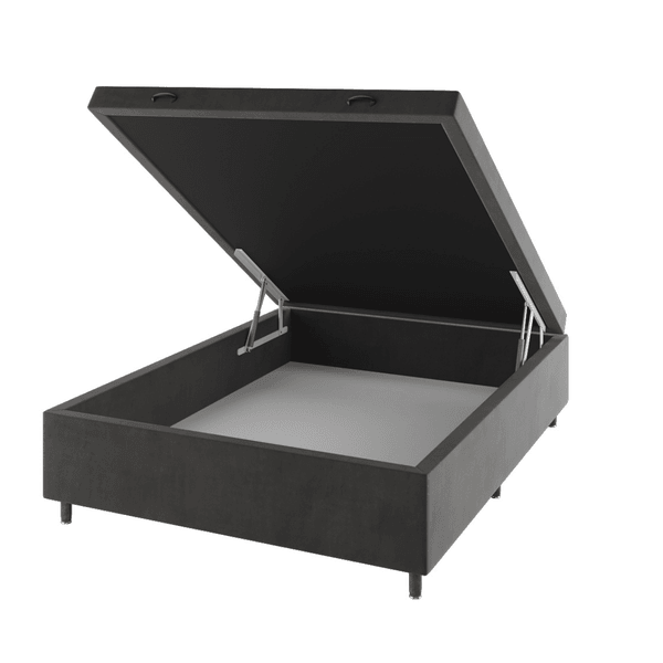 Base Box Bau Casal Cairo (43x138x188cm) Grafite - Casa Giulia