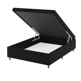 Base Box Bau Casal Cairo (43x138x188cm)  Preto - Casa Giulia