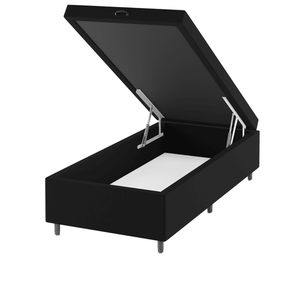 Base Box Bau Solteiro Cairo (43x88x188cm) Preto - Casa Giulia