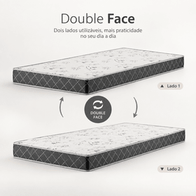 Colchão Espuma D20 Solteiro 12cm 1,88m 78cm Double Face Fusion Xadrez Preto - Casa Giulia