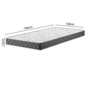 Colchão Espuma D20 Casal 12cm 1,88m 1,38m Double Face Fusion Xadrez Preto - Casa Giulia