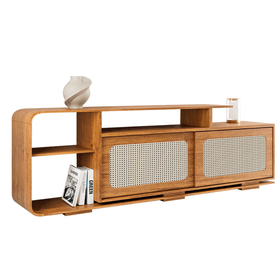 Rack para TV de Até 75 Polegadas 180cm 2 Portas Deslizantes Florida Mel - Casa Giulia