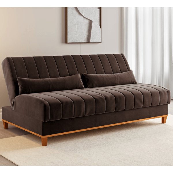 Sofa Cama Veneza 1,80 Reclinável 3 Lugares Veludo Bombom - Casa Giulia