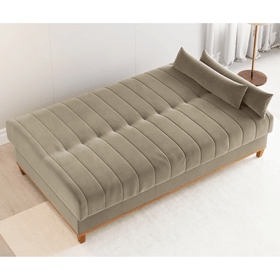 Sofa Cama Veneza 1,80 Reclinável 3 Lugares Veludo Perola - Casa Giulia