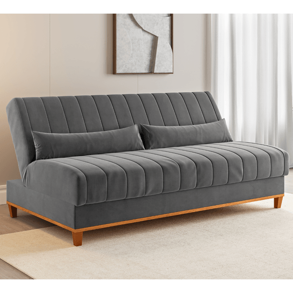 Sofa Cama Veneza 1,80 Reclinável 3 Lugares Veludo Grafite - Casa Giulia