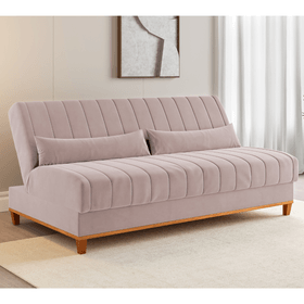 Sofa Cama Veneza 1,80 Reclinável 3 Lugares Veludo Rosa - Casa Giulia