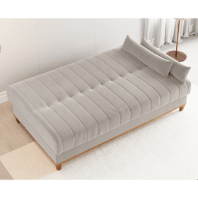 Sofa Cama Veneza 1,80 Reclinável 3 Lugares Veludo Marfim - Casa Giulia