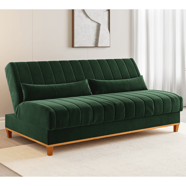 Sofa Cama Veneza 1,80 Reclinável 3 Lugares Veludo Oliva - Casa Giulia