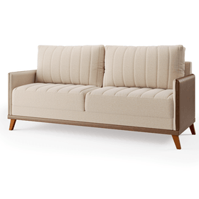 Estofado Living Premium 2m 4 Lugares Laterais em Corano Linho Bronze/Durango