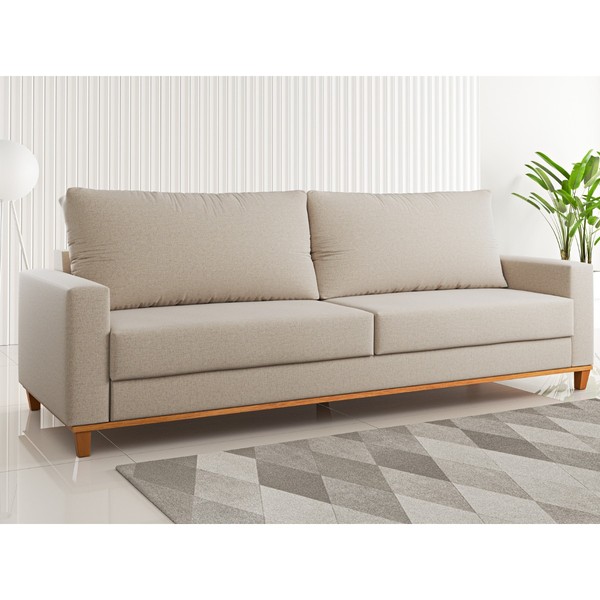 Estofado Living 4 Lugares Columbia 2,2m Linho Bronze - Casa Giulia