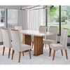 Conjunto Sala de Jantar Laurent 160x90cm Tampo com Vidro e 6 Cadeiras Flora Mel/Off White/Pastel - Casa Giulia