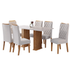 Conjunto Sala de Jantar Portinar Mesa 160x80cm Tampo sem Vidro e 6 Cadeiras Iza Mel/Blonde/Pastel - Casa Giulia