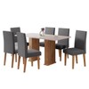 Conjunto Sala de Jantar Lucerna Mesa 160x80cm Tampo sem Vidro com 6 Cadeiras Venus Mel/Blonde/Cinza- Casa Giulia
