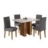 Conjunto Sala de Jantar Quebec Mesa 120x80com Tampo sem Vidro e 4 Cadeiras Venus Mel/Blonde/Cinza - Casa Giulia