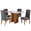 Conjunto Sala de Jantar Santorini Mesa 120x80cm sem Vidro e 4 Cadeiras Iza Mel/Blonde/Cinza - Casa Giulia