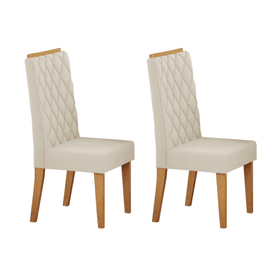 Kit com 2 Cadeiras Munique Pés em Mdf Mel/Bege -  Casa Giulia