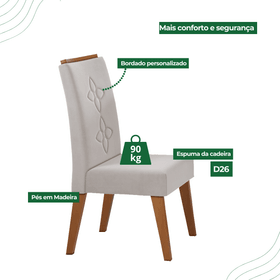 Kit com 2 Cadeiras Dora Pés em Madeira Maciça Bege - Casa Giulia