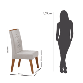 Kit com 2 Cadeiras Dora Pés em Madeira Maciça Bege - Casa Giulia