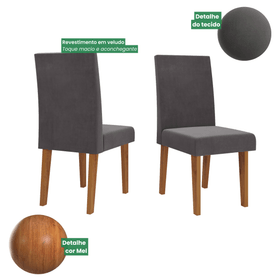 Kit com 2 Cadeiras Madrid Pés em Mdf Cinza - Casa Giulia