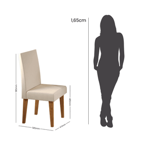 Kit com 2 Cadeiras Madrid Pés em Mdf Mel/Bege - Casa Giulia