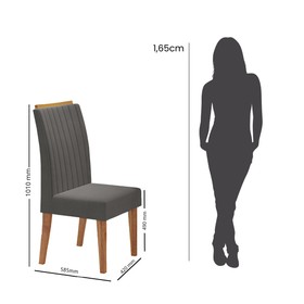 Kit com 2 Cadeiras Malibu Pés em Mdf Mel/Cinza - Casa Giulia