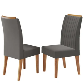 Kit com 2 Cadeiras Malibu Pés em Mdf Mel/Cinza - Casa Giulia