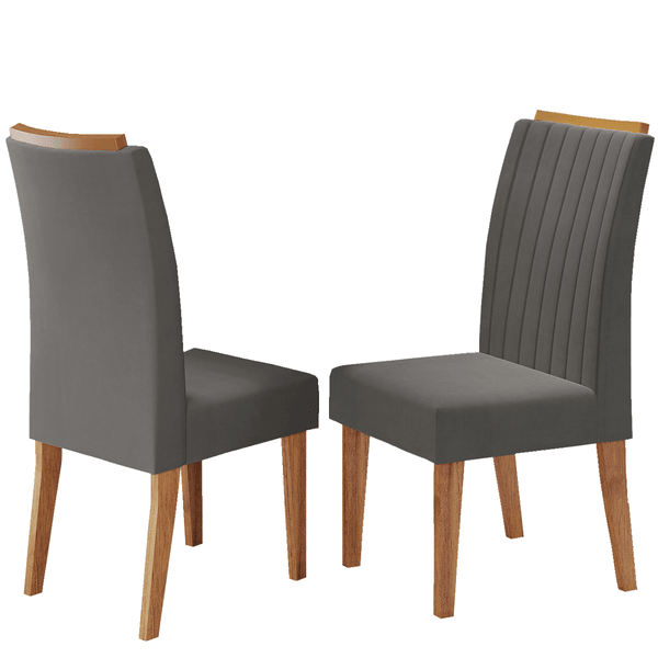 Kit com 2 Cadeiras Malibu Pés em Mdf Mel/Cinza - Casa Giulia