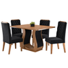 Conjunto Sala de Jantar Serenata Mesa 120x80cm e 4 Cadeiras Iza Mel/Preto - Casa Giulia