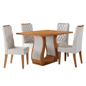 Conjunto Sala de Jantar Serenata Mesa 120x80cm e 4 Cadeiras Iza Mel/Bege - Casa Giulia