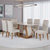 Conjunto Sala de Jantar Serenata Mesa 160x80cm e 6 Cadeiras Iza Mel/Off White/Bege- Casa Giulia