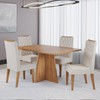 Conjunto Sala de Jantar Talento Mesa 120x80cm e 4 Cadeiras Iza Mel/Bege - Casa Giulia