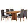 Conjunto Sala de Jantar Talento Mesa 160x80cm e 6 Cadeiras Iza Mel/Cinza - Casa Giulia