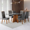 Conjunto Sala de Jantar Talento Mesa 160x80cm 6 Cadeiras Iza Mel/Cinza/Grafite - Casa Giulia