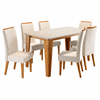 Conjunto Sala de Jantar 6 Lugares Retangular Tampo de Mdf Olinda Mel/Blonde/Bege - Casa Giulia