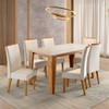 Conjunto Sala de Jantar 6 Lugares Retangular Tampo de Mdf Olinda Mel/Blonde/Bege - Casa Giulia