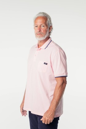 Camisa Polo em Malha Weller com Bordado - Rosa