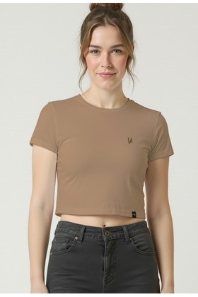 Camiseta Croped - Mocha Mousse