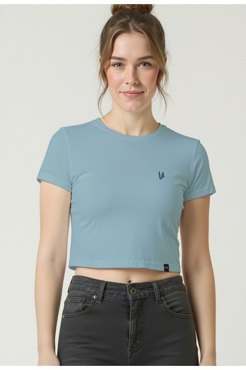 Camiseta Croped - Azul Bebê
