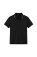 Camisa Polo Piquet Bordada com Detalhes Manga e Gola - Preto