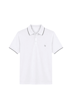 Camisa Polo Piquet Bordada com Detalhes Manga e Gola - Branco