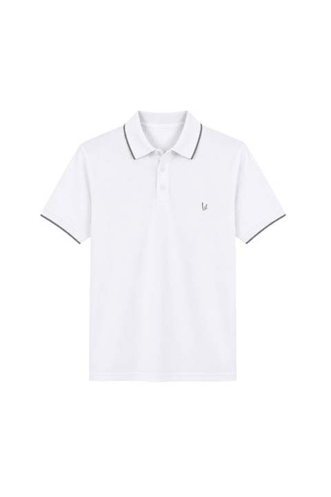 Camisa Polo Piquet Bordada com Detalhes Manga e Gola - Branco