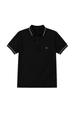 Polo Piquet Bordada - Detalhes Nos Punhos e Gola - Preto