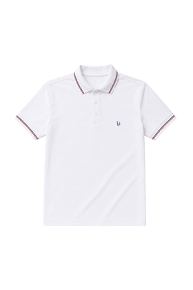 Polo Piquet Bordada - Detalhes Nos Punhos e Gola - Branco