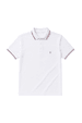 Polo Piquet Bordada - Detalhes Nos Punhos e Gola - Branco