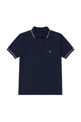 Polo Piquet Bordada - Detalhes Nos Punhos e Gola - Azul Marinho