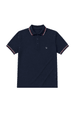Polo Piquet Bordada - Detalhes Nos Punhos e Gola - Azul Marinho
