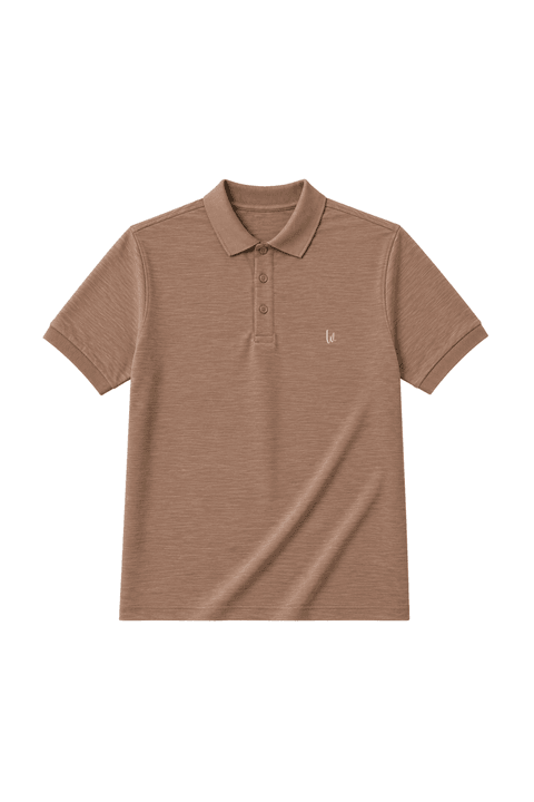 Camiseta Polo Manga Curta - Mocha Mousse