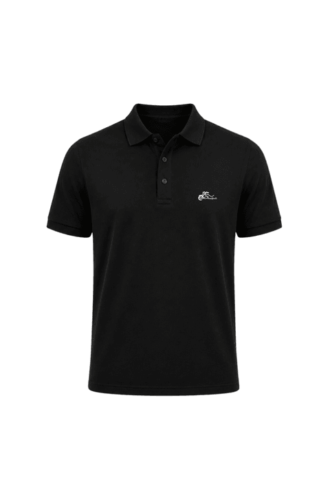 Camisa Polo Penteada Gola e Punhos em Retilinha - Preto