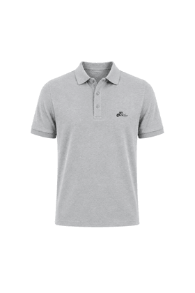 Camisa Polo Penteada Gola e Punhos em Retilinha - Cinza Mescla